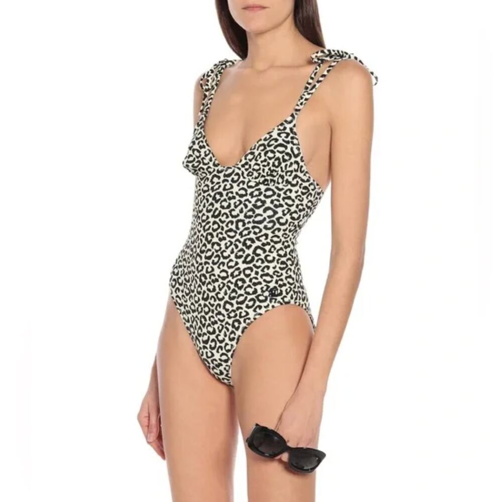 SOLID‎ & STRIPED Olympia One Piece Swimsuit Women's Size Small Leopard Pattern